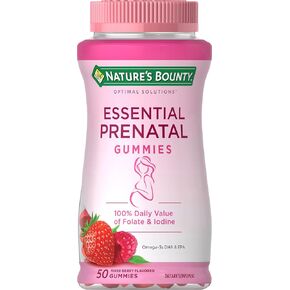 Nature's Bounty Essential Prenatal Gummies, Folic Acid and Iodine, Omega 3 and DHA, 50 Count in Kuwait