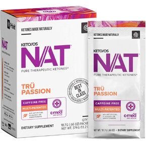 PRÜVIT Keto//OS NAT® Tru Passion Keto Supplements – Caffeine Free - Exogenous Ketones - BHB Salts Ketogenic Supplement for Workout Energy Boost for Men and Women (20 Count)