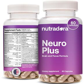 مكمل نوترادورا نيورو بلس للدماغ للذاكرة والتركيز، 41 مكونًا، مكمل تركيز ممتاز مع DMAE يعزز التركيز والطاقة للرجال والنساء، صنع في الولايات المتحدة الأمريكية، 60 كبسولة (عبوة من 1) in Kuwait