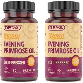 DEVA Vegan Evening Primrose Oil, Organic, Cold-Pressed, Unrefined, 90 Capsules, 2-Pack in Kuwait