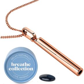 AsmiCo Mindful Breathing Necklace for Anxiety and Stress Relief, Anxiety Necklaces for Women and Men with Silent Anxiety Whistle Breathing Tool, Worry Stone and Gift Box in Saudi Arabia
