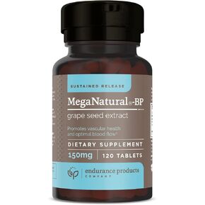 MegaNatural BP لضغط الدم - 150 ملغ من الإصدار المستدام، مستخلص بذور العنب - 60 قرصًا - يساعد على دعم الدورة الدموية الصحية والطاقة - البوليفينول (بروانثوسيانيدين) - غير معدل وراثيًا، خالي من الغلوتين in Kuwait