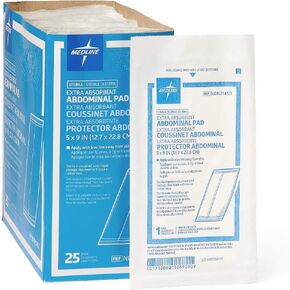 Medline Sterile & Latex-Free Abdominal Pads, 5 x 9 (Pack of 400)