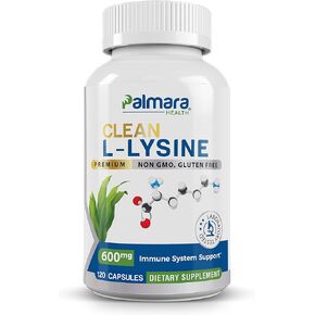 Palmara Health Clean L-Lysine 600mg, 120 Capsules | Vegan, Non-GMO, & Gluten Free in Saudi Arabia
