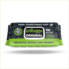 Crocodile Cloth Multi-Purpose Household Cleaning Wipes - The Stronger Easier Way To Clean Grease, Dirt, Dust, Grime, & Glue From Hands, Tables, and More - 80 Oversized Wipes - 8 PK Case in Saudi Arabia