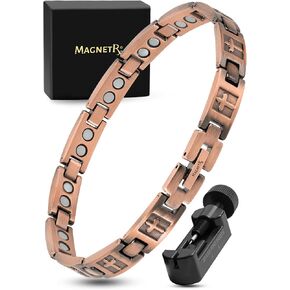MagnetRX® Women’s Copper Cross Bracelet – Ultra Strength Magnetic Copper Cross Bracelet for Women – Adjustable Length with Sizing Tool (Cross Style) in Kuwait