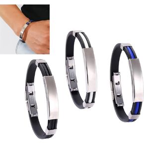 3pcs Ion Th-erapeutic Lympunclog Titanium معصمه، سوار معصم من التيتانيوم للرجال، سوار تيتانيوم مغناطيسي Th-erapy، سوار سيليكون من الفولاذ التيتانيوم الأنيق، سوار قابل للتعديل للرجال والنساء in Kuwait