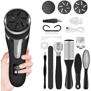 مزيل مسامير القدم الكهربائي مع مكنسة كهربائية، مجموعة ادوات باديكير احترافية مع 3 بكرات وسرعتين وشاشة LCD، للعناية بالقدم للبشرة الميتة in Kuwait