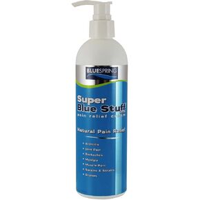 Super Blue Stuff OTC 12-oz. Pump Bottle - Natural, Made in USA, Paraben-free, Works in As Little As 5 Minutes for Joint/Muscle Pain, Backaches, Sprains/Strains, Bruises & Arthritis by Blue Spring in Saudi Arabia