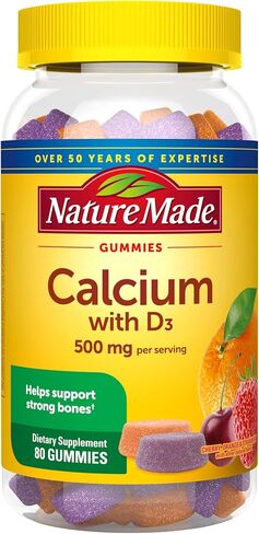 Nature Made Calcium Gummies 500 mg Per Serving with Vitamin D3, Dietary Supplement for Bone Support, 80 Gummies, 40 Day Supply in Saudi Arabia