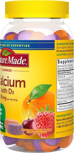 Nature Made Calcium Gummies 500 mg Per Serving with Vitamin D3, Dietary Supplement for Bone Support, 80 Gummies, 40 Day Supply in Saudi Arabia