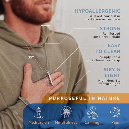 Anxiety Necklace Breathing Premium Design - Silent, Stunning Look, Strong Chain - Breathing Necklace for Breathwork, Anxiety Breathing Tool, Stress Relief in Saudi Arabia