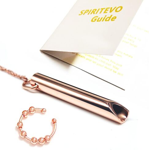 SpiritEvo قلادة التنفس اليقظ مع حلقة القلق، سلسلتين قويتين وحقيبة مخملية، قلادة القلق لتخفيف التوتر، هدايا التأمل، أداة تهدئة، تمارين التنفس in Kuwait