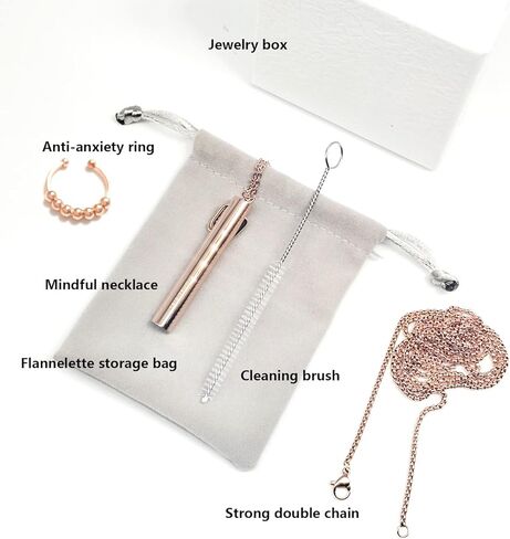 SpiritEvo قلادة التنفس اليقظ مع حلقة القلق، سلسلتين قويتين وحقيبة مخملية، قلادة القلق لتخفيف التوتر، هدايا التأمل، أداة تهدئة، تمارين التنفس in Kuwait