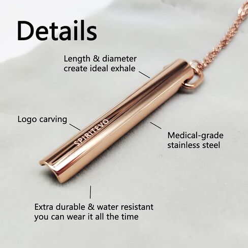 SpiritEvo قلادة التنفس اليقظ مع حلقة القلق، سلسلتين قويتين وحقيبة مخملية، قلادة القلق لتخفيف التوتر، هدايا التأمل، أداة تهدئة، تمارين التنفس in Kuwait