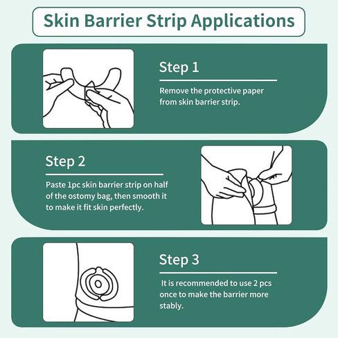 Hydrocolloid Skin Barrier Strips, Waterproof Medical-Grade Barrier Strips, Leak-Proof Seal Extenders for Colostomy Stoma Bags – Universal, Works for All Bag Type, Ostomy Suppliess – 20 Count in Kuwait