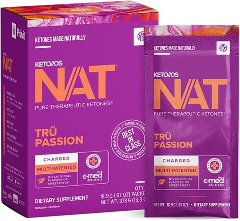 مكملات PRÜVIT Keto//OS NAT® Tru Passion Keto - مشحونة - كيتونات خارجية - مكمل الكيتون لأملاح BHB لتعزيز طاقة التمرين للرجال والنساء (20 قطعة) in Kuwait