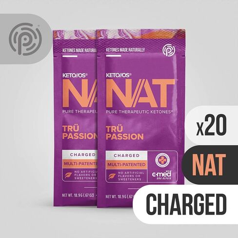 مكملات PRÜVIT Keto//OS NAT® Tru Passion Keto - مشحونة - كيتونات خارجية - مكمل الكيتون لأملاح BHB لتعزيز طاقة التمرين للرجال والنساء (20 قطعة) in Kuwait