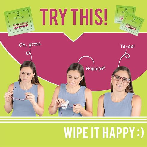 مناديل مبللة للتنظيف بعدسات أوبتكس 55 - 600 قطعة - تنظف النظارات الشمسية وعدسات الكاميرا والإلكترونية بسرعة وكفاءة - للسفر - بواسطة أوبتيكس 55 in Kuwait