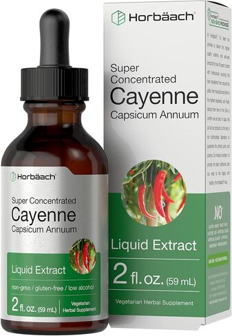 Cayenne Pepper Liquid Extract | 2 fl oz | Vegetarian, Non-GMO, Gluten Free Supplement | by Horbaach in Saudi Arabia