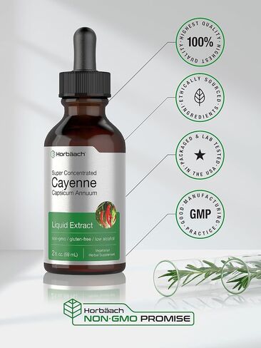 Cayenne Pepper Liquid Extract | 2 fl oz | Vegetarian, Non-GMO, Gluten Free Supplement | by Horbaach in Saudi Arabia