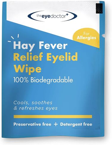 مناديل مبللة للجفون لتخفيف حمى القش من ذا آي دكتور - 80x مناديل مبللة للعين تستخدم مرة واحدة للحساسية وحمى القش - الالتهاب والحكة المائية في العيون والصداع والصداع النصفي - تخفيف مهدئ ومهدئ in Kuwait