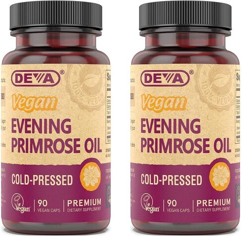 DEVA Vegan Evening Primrose Oil, Organic, Cold-Pressed, Unrefined, 90 Capsules, 2-Pack in Saudi Arabia