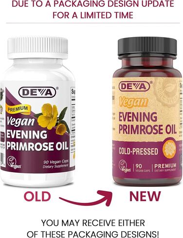 DEVA Vegan Evening Primrose Oil, Organic, Cold-Pressed, Unrefined, 90 Capsules, 2-Pack in Saudi Arabia