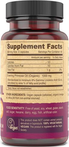 DEVA Vegan Evening Primrose Oil, Organic, Cold-Pressed, Unrefined, 90 Capsules, 2-Pack in Saudi Arabia