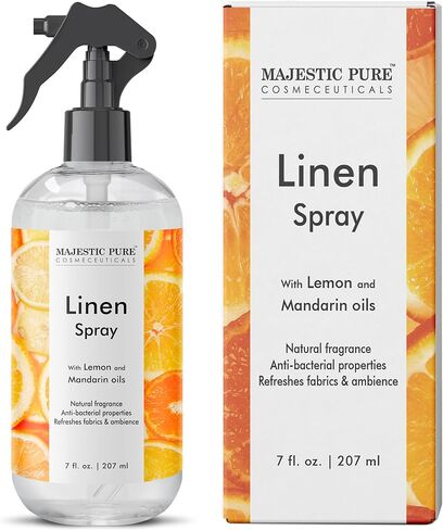 بخاخ الكتان النقي ماجستيك | جميع العطور الطبيعية | رذاذ للوسائد والفراش والملاءات والملابس | معطر الغرف | زيوت الليمون واليوسفي وزهر البرتقال | للنساء والرجال | 7 أونصة سائلة in Kuwait