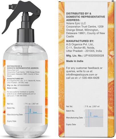 بخاخ الكتان النقي ماجستيك | جميع العطور الطبيعية | رذاذ للوسائد والفراش والملاءات والملابس | معطر الغرف | زيوت الليمون واليوسفي وزهر البرتقال | للنساء والرجال | 7 أونصة سائلة in Kuwait