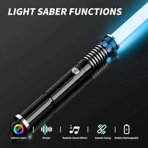 سيوف ضوئية مبارزة من Crtivetoys RGB 15 لونًا و10 خطوط صوتية سيوف ضوئية قابلة لإعادة الشحن، سيف ضوئي واقعي للبالغين والأطفال هدية لحفلات أعياد الميلاد وعيد الميلاد in Kuwait