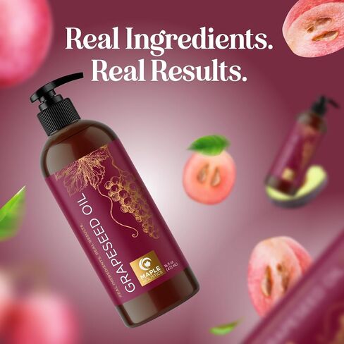 Pure Grapeseed Oil for Skin Care - Cold Pressed Grape Seed Oil Liquid for Skin with Moisturizing Carrier Oil for Essential Oils Mixing - Natural Vitamin E Anti Aging Body Oil for Dry Skin and Hair in Saudi Arabia