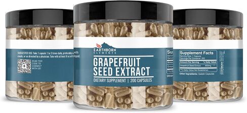 Earthborn Elements Grapefruit Seed Extract 200 Capsules, Pure & Undiluted, No Additives in Saudi Arabia