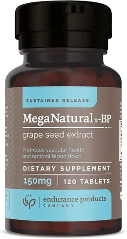 MegaNatural BP لضغط الدم - 150 ملغ من الإصدار المستدام، مستخلص بذور العنب - 60 قرصًا - يساعد على دعم الدورة الدموية الصحية والطاقة - البوليفينول (بروانثوسيانيدين) - غير معدل وراثيًا، خالي من الغلوتين in Kuwait