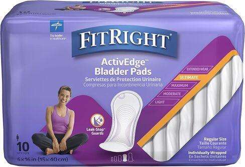 Medline FBC1040 FitRight Incontinence Bladder Control Pad, Ultimate Absorbency, 5.5" Width, 15.75" Length, Pack of 120 in Saudi Arabia