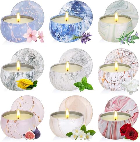Scented Candles Gifts for Women, 9 Pack 2.5 oz Marble Aromatherapy Candle Set Natural Soy Wax Stress Relief Gift for Mother's Day,Christmas,Birthday,Valentine's Day in Saudi Arabia