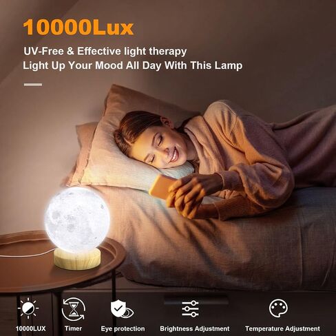 Doraubia Light Therapy Lamp,10000 Lux Sun Lamp with 3 Color Temperatures,Adjustable Brightness,Timer & Memory Function, Happy Daylight Lamp，Full Spectrum Light with Remote Control for Home, Office in Kuwait
