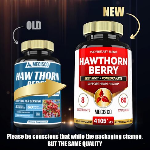 4105 ملغ من مكملات مستخلص توت الزعرور - 8 في 1 مع جذر البنجر والرمان وزهرة الكركديه والقرفة والزيتون والكركم والفلفل الأسود - ضغط الدم ودعم المناعة - عبوتين 60 كبسولة in Kuwait