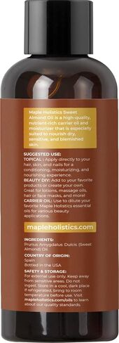 زيت اللوز الحلو المعصور على البارد - زيت اللوز الحلو النقي للعناية بالبشرة وزيت الجسم المرطب للرجال والنساء - زيت ناقل لخلط الزيوت العطرية لخلط الشعر والبشرة والأظافر ومنتجات التجميل DIY 16oz in Kuwait