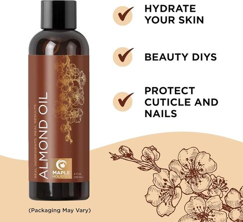 زيت اللوز الحلو المعصور على البارد - زيت اللوز الحلو النقي للعناية بالبشرة وزيت الجسم المرطب للرجال والنساء - زيت ناقل لخلط الزيوت العطرية لخلط الشعر والبشرة والأظافر ومنتجات التجميل DIY 16oz in Kuwait