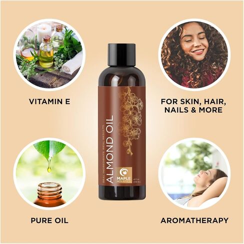 زيت اللوز الحلو المعصور على البارد - زيت اللوز الحلو النقي للعناية بالبشرة وزيت الجسم المرطب للرجال والنساء - زيت ناقل لخلط الزيوت العطرية لخلط الشعر والبشرة والأظافر ومنتجات التجميل DIY 16oz in Kuwait