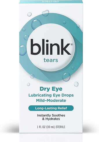 قطرات تشحيم العين من بلينك تيرز، 1 أونصة سائلة (30 مل) للعناية بالعين للعيون الجافة الخفيفة إلى المتوسطة، هيالورونات لتعزيز الترطيب، قطرات العين المرطبة والمهدئة للعيون الجافة in Kuwait