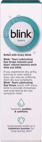 قطرات تشحيم العين من بلينك تيرز، 1 أونصة سائلة (30 مل) للعناية بالعين للعيون الجافة الخفيفة إلى المتوسطة، هيالورونات لتعزيز الترطيب، قطرات العين المرطبة والمهدئة للعيون الجافة in Kuwait