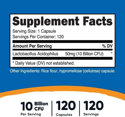 Nutricost Lactobacillus Acidophilus 10 مليار CFU، 120 كبسولة نباتية in Saudi Arabia