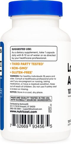 Nutricost Lactobacillus Acidophilus 10 مليار CFU، 120 كبسولة نباتية in Saudi Arabia