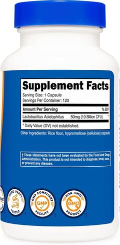 Nutricost Lactobacillus Acidophilus 10 مليار CFU، 120 كبسولة نباتية in Saudi Arabia