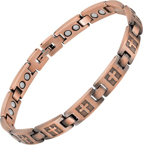 MagnetRX® Women’s Copper Cross Bracelet – Ultra Strength Magnetic Copper Cross Bracelet for Women – Adjustable Length with Sizing Tool (Cross Style) in Kuwait