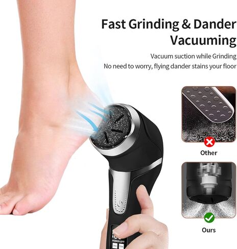 مزيل مسامير القدم الكهربائي مع مكنسة كهربائية، مجموعة ادوات باديكير احترافية مع 3 بكرات وسرعتين وشاشة LCD، للعناية بالقدم للبشرة الميتة in Kuwait