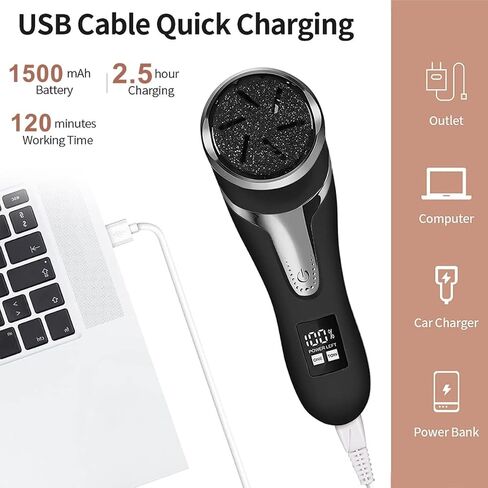 مزيل مسامير القدم الكهربائي مع مكنسة كهربائية، مجموعة ادوات باديكير احترافية مع 3 بكرات وسرعتين وشاشة LCD، للعناية بالقدم للبشرة الميتة in Kuwait